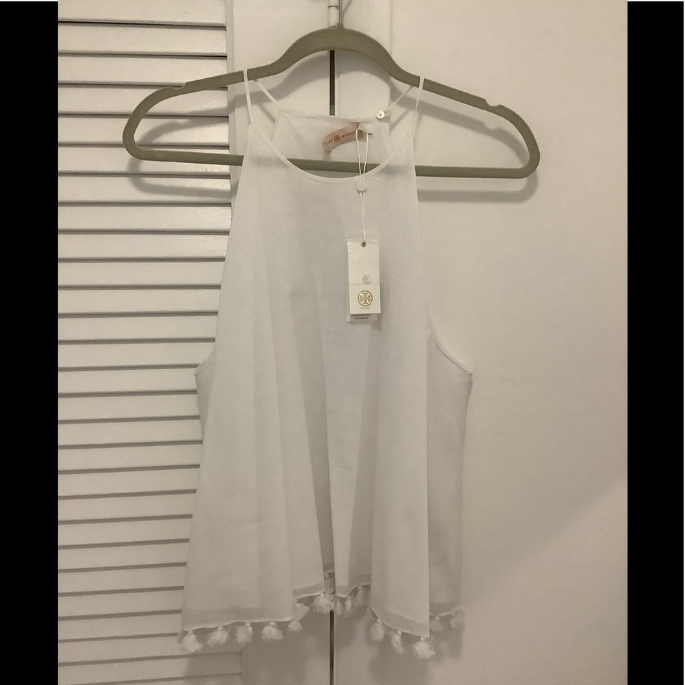 Tory Burch pompom cotton strappy tank NWT